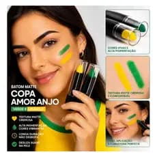 KIt Tinta Pinta Rosto Brasil -  Batom Stick Brasil e Kit 12 pecas  Atencao ao escolher opcoes de produtos no anuncio.