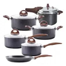Conjunto De Panelas Indução E Gás Brinox Black 6 Peças Preto