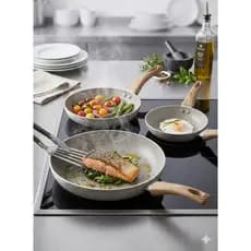 Conjunto de Frigideiras 3 Peças Antiaderente Cerâmico 16 20 24 cm Cabo Silicone – Não Gruda!