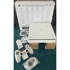 Playstation 4 Slim 12.50 Branco Zerado Vitrine Controle Branco Original Caixa Cabos Brancos- Aceita Desbloq.