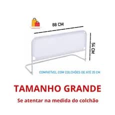 Grade de Proteção para Cama Infantil Idoso Bebê Segurança Grande Branca