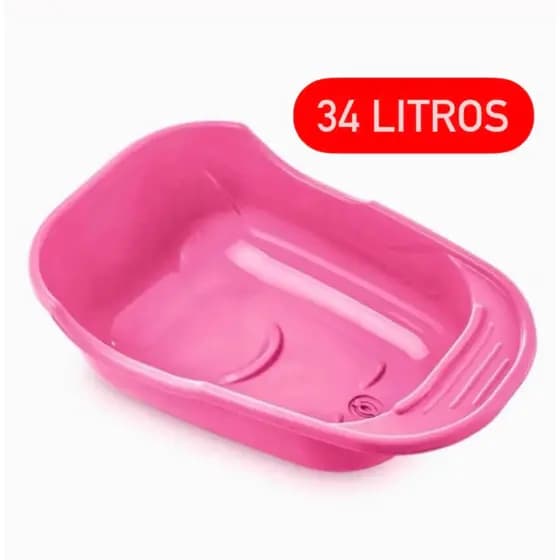 Banheira Adoleta 34 litros grande com válvula e porta sabonete menino menina