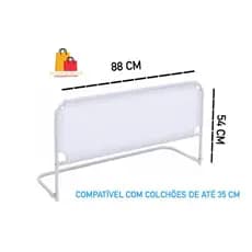 Grade de Cama Branca Infantil Grade de Segurança e Proteção Pequena ou Grande Branca
