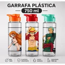 Squeeze Garrafa Personagem 750ml One Piece Luffy e Zoro Passeio Viagem Atividade Fisica