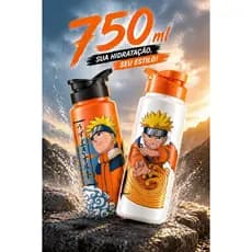 Garrafa Squeeze Naruto com Tampa e Alça 750ml Passeio Viagem Atividades