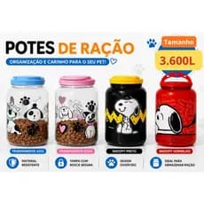 Pote Porta Ração Petiscos Cachorro Gato Pet 3,6 ou 1,7 Litros Com Alça Free BPA Organização
