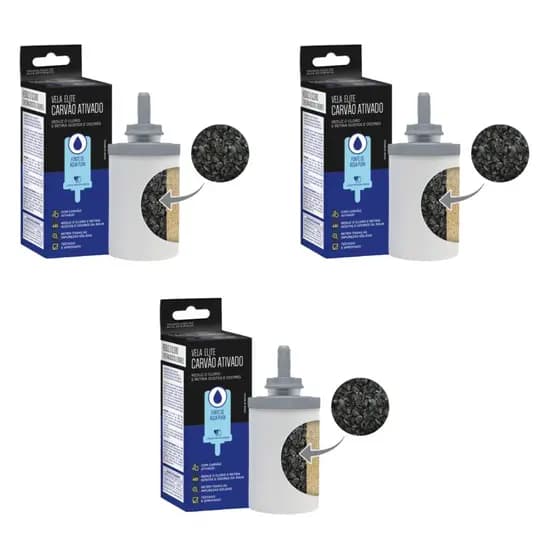 Kit 03 Un Vela Elite Carvão Ativado P/ Filtros Por Gravidade