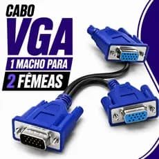 CABO VGA 2 MONITORES -  Divisor Splitter 2 Telas Saídas Simultâneas 1080p Espelhamento Projetores TV