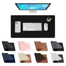 Mouse Pad Setup Gamer 90x40cm Trabalho Tapete Mesa Grande Retangular Couro Eco Rosa Claro