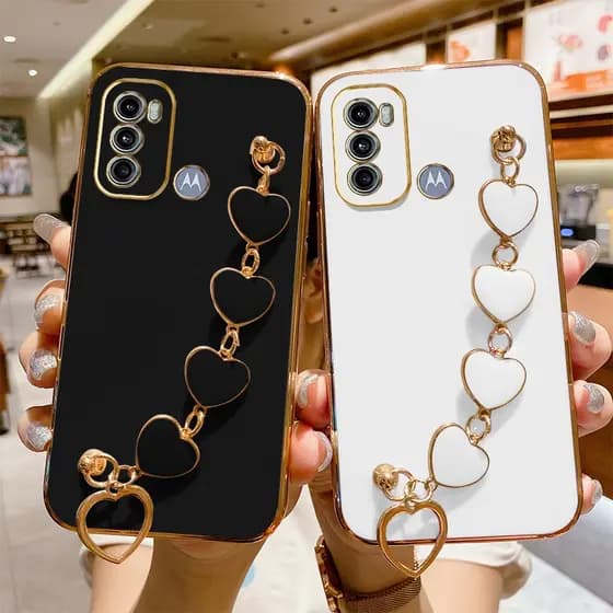Capa Para Celular Motorola Moto G50 5G/G60 G40 Fusion Moda Pulseira Coração Nova Câmera De Borda Reta