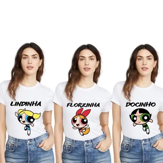 Kit 3 Camisetas Baby Look femininas Meninas Super Poderosas