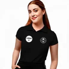 Camisa Polo Feminina com 2 Logo Estampado no Peito Uniforme Profissional