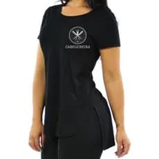 Blusa Mullet Personalizada Com Sua Logo Peito e Mangas Uniforme Feminina Veste Legging