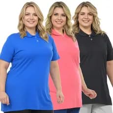 Polo Feminina Plus Size Camisa Piquet Extra Grande G1 a G6 / 46 a 56