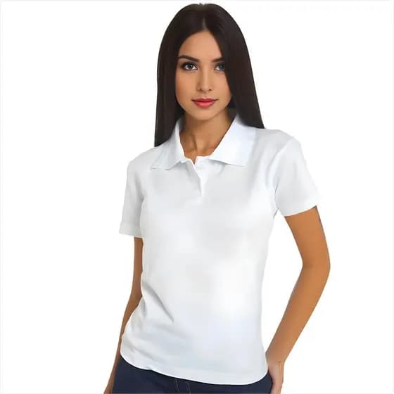 Camisa Polo Feminina Babylook Básica Piquet Piquê Varia Cores