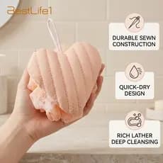 Esponja De Banho Para Adultos Com Alça Ergonômica , Furo De Drenagem Costurado Durável Limpeza Profunda