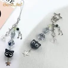 Chaveiro Totoro Lanyard-Corrente De Telefone Estilo Miyazaki Hayao Ins Com Trevo De Quatro Folhas Da Sorte