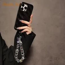 Correia De Charme De Telefone Acrílico Com Contas De Cristal-Cordão Brilhante Para Bolsas
