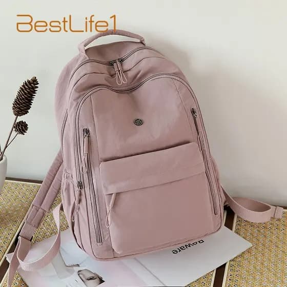 Mochila De Nylon De Grande Capacidade Para Mulheres – Escolar Leve Viagem