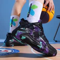 Graffiti Tênis De Basquete Sapatos Masculinos Juventude Amortecimento Sola De Borracha Casal