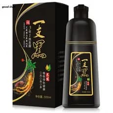 500MLShampoo De Tintura De Cabelo Preta Natural 500ml-Raízes De Reparo De Coloração Rápida Melhoram A Cor Do