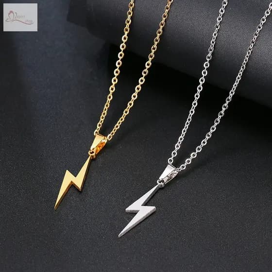 Colar Com Pingente De Parafuso Relâmpago De Aço Inoxidável-Corrente Em Camadas Joias Modernas Edgy Femininas