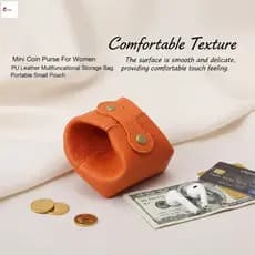 Mini Bolsa De Moedas De Couro PU-Armazenamento Multifuncional Portátil Para Mulheres