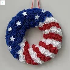 Coroa Americana Patriótica Feita À Mão-Guirlanda De Dia Memorial Para Decoração De Porta Da Frente