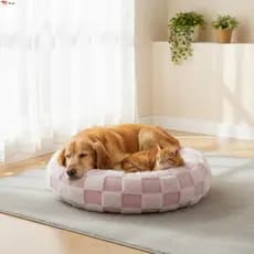 Cama Redonda Macia E Quente Para Animais De Estimação-Tapete De Dormir Antiderrapante Cães Gatos