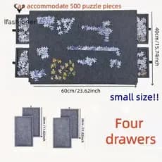 Placa De Quebra-Cabeça De Feltro Infantil-Mesa De Classificação Dobrável De 4 Gavetas De 500 Peças