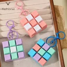 2pcs Chaveiro De Compressão Com 9 Teclados-Brinquedo Fofo De Alívio De Estresse Para Bolsa De Chaves Roxa