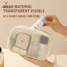 Bolsa Cosmética Candy Color Mesh-Armazenamento Portátil De Viagem Para Artigos Diversos De Papelaria