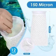 12 Pacote 4 Polegada Meias De Filtro De Aquário Anel De Favo De Mel Sacos Malha 150 Mícrons Remoção De Detritos Orgânico