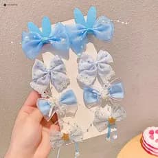TJ23 Rabbit Ear 8PCS Grampos De Cabelo Para Crianças Material De Tecido Design Confortável E Bonito
