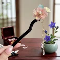 Grampo De Cabelo De Lótus Retrô Com Borla Para Performance De Palco Hanfu Cheongsam