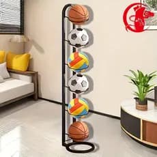 Rack De Armazenamento De Bola Vertical De 3/4/5 Camadas-Organizador De Rugby De Vôlei De Futebol De Basquete