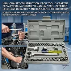 Conjunto De Ferramentas De Reparo De Carro De 40 Peças-Combinação De Soquete Para Manutenção De Motocicleta