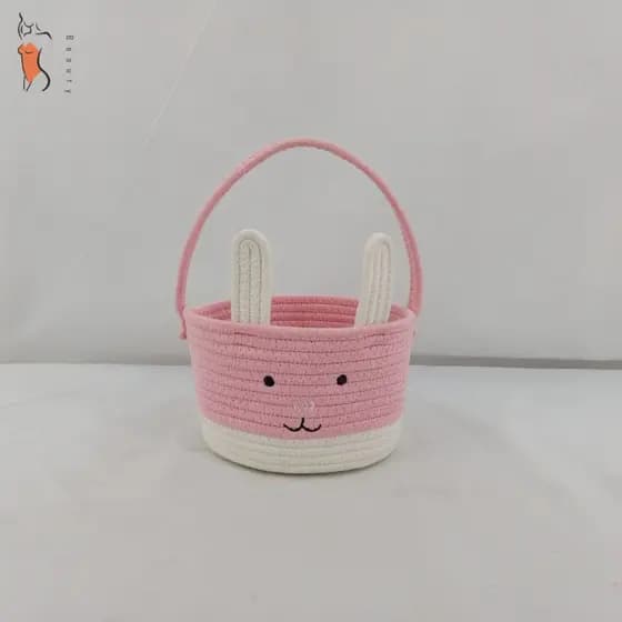 Cesta De Armazenamento De Corda De Algodão Para Gatinho De Desenho Animado-Organizador De Brinquedos Lanche Quarto E Sal