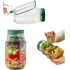 Frasco De Armazenamento De Salada De Plástico Vertical-Vagem Em Camadas Para Cozinha