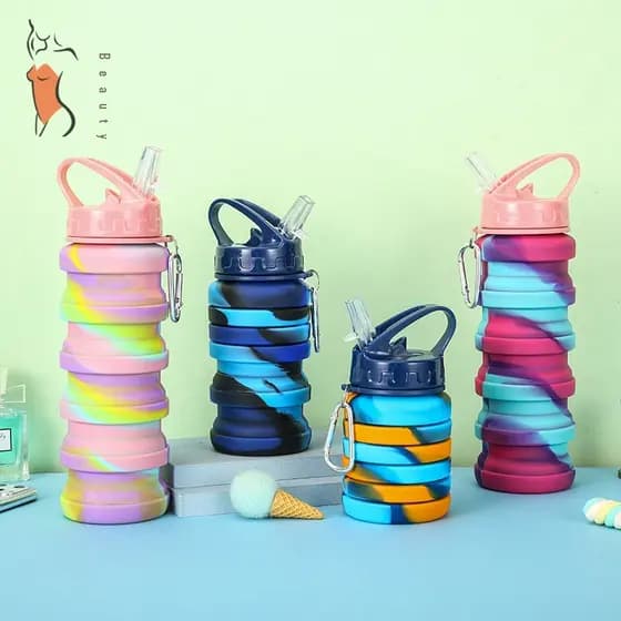 Garrafa De Água Dobrável De Silicone Retrátil-Copo Esportivo Para Viagens Ao Ar Livre