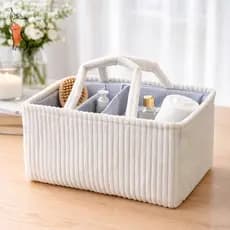 Cesta De Armazenamento Dobrável De Veludo-Organizador De Tecido Portátil Para Artigos Diversos De Roupas De Quarto