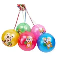 10 Un Bola De Vinil Com Cordão Mola 23cm Borracha Chaveiro Brinquedo