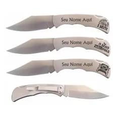 Kit 2 Canivetes Personalizado A Laser Inox 420 C/ Presilha Nome Logo Time Presente Masculino Agro Bruto
