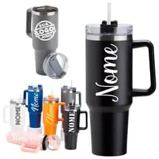 Kit 20 Copos Térmico 1200ml Personalizado a Laser Inox Parede Dupla Com Alça e Canudo Nome Logo Time