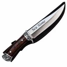 Kit 10 Facas Churrasco Aço Inox Personalizada a Laser Nome Logo Time Presente Afiada com Bainha