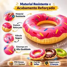 Boia Donuts Inflável Redonda Rosquinha 70cm Praia Piscina