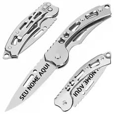 Kit 24 Canivete Aço Inox Personalizado A Laser Tático Compacto C/ Clip De Bolso Camping Pesca Sobrevivência
