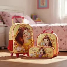 Kit Mochila G Bela Fera  Lancheira Estojo Xeryus Escolar Carrinho