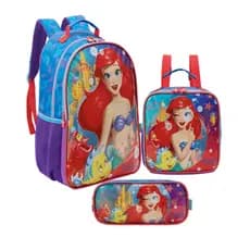 Kit Mochila G Sereia Ariel Costas Lancheira Estojo Original Xeryus