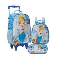 Kit Mochila G Carinho Princesa Cinderela Lancheira Estojo Original Xeryus escolar